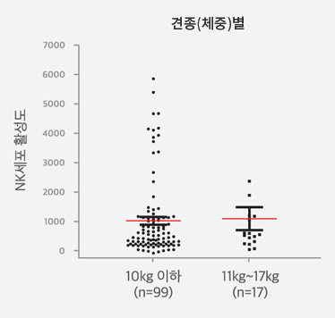 연령/견종에 다른 NK세포 활성도 차이 그래프2